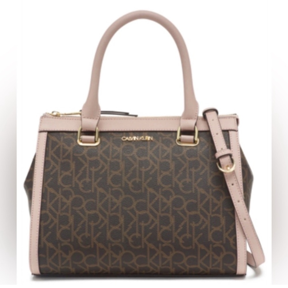 Calvin Klein Signature Brown and Pink Satchel